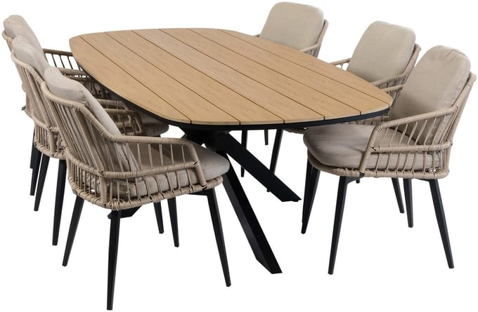 Tuinset Isabel/Cadiz | 6 personen | Deens ovaal 240 cm | Rope & Tecon Teak