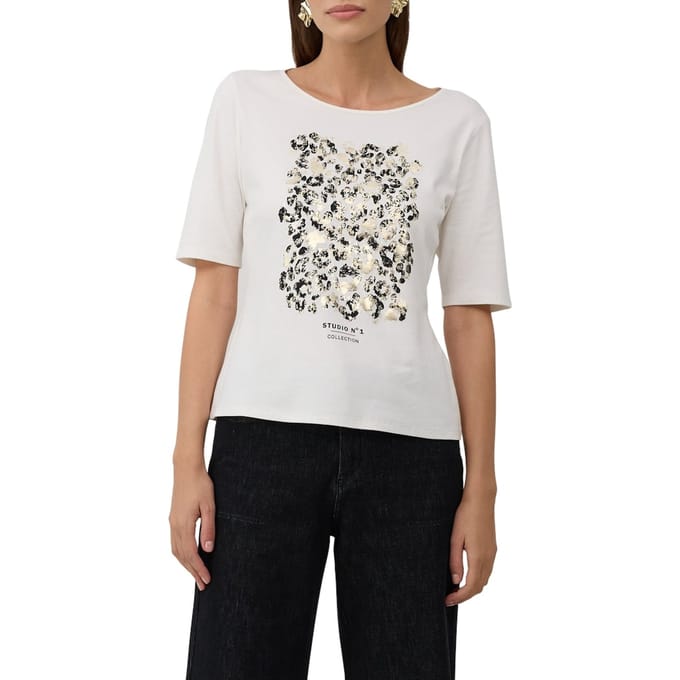 s.Oliver BLACK LABEL - Dames t-shirt - Maat S - Vrouwen - wit - katoen