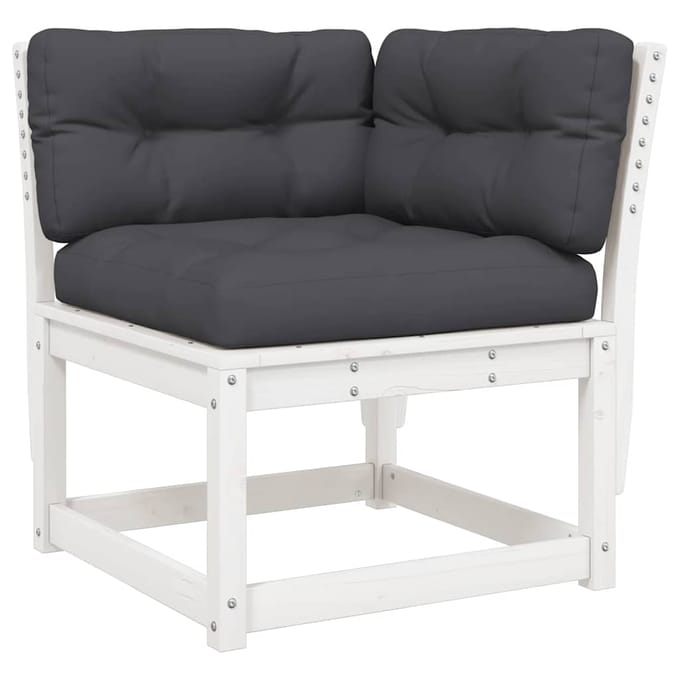 vidaXL - 6-delige - Loungeset - met - kussens - massief - grenenhout - wit