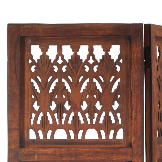 vidaXL - Kamerscherm - 3 - panelen - handgesneden - 120x165 - cm - mangohout - bruin
