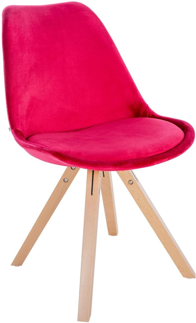 CLP Sofia Eetkamerstoel - Zonder armleuning - Velvet - Fluweel - rood natura (vierkant)