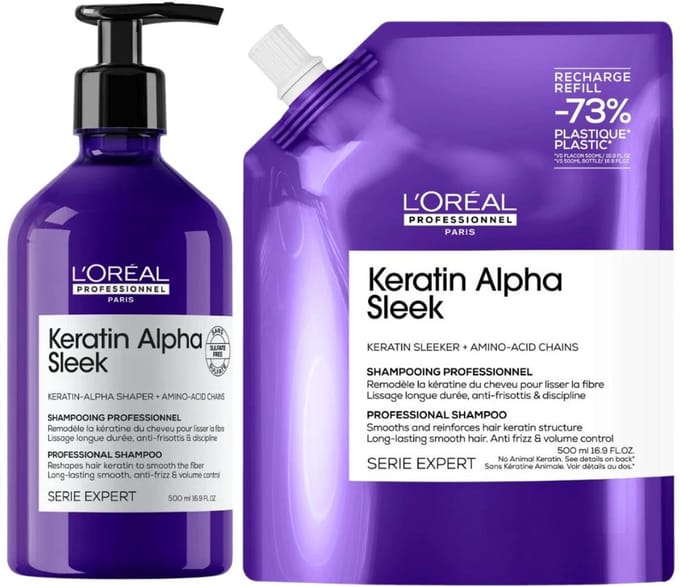 L'Oréal Professionnel - Keratin Alpha Sleek Shampoo Refill Set - 2x500ml