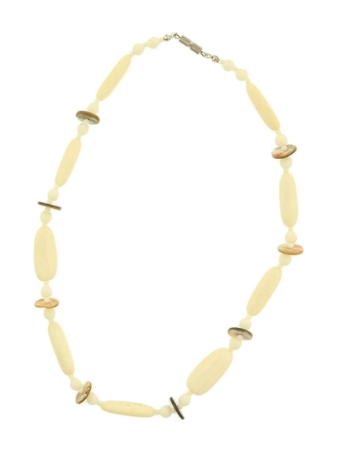 Behave® Schelpen ketting - Nikkelvrij - Wit crème 44 cm - Mode stijl boho