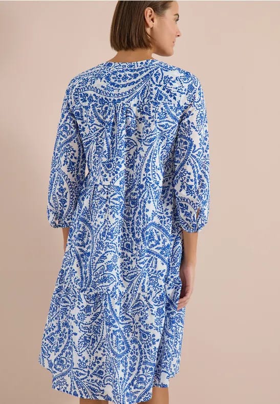 Midi-jurk met gespleten hals en print