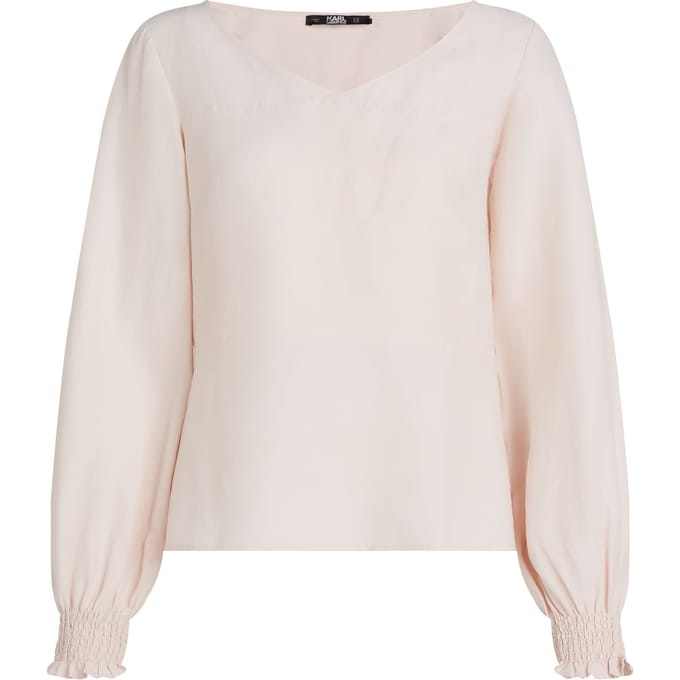 Karl Lagerfeld Linen Blouse Light Pink Größe: 40 | Longsleeves Outlet | Damen | Rosa