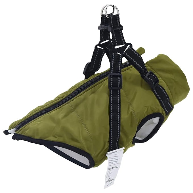 vidaXL - Hondenjas - met - harnas - waterdicht - reflecterend - legergroen - L36