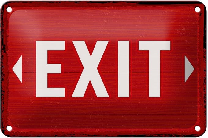Blechschild Hinweis 12x18 cm Exit Pfeil links und rechts rotes Deko Schild