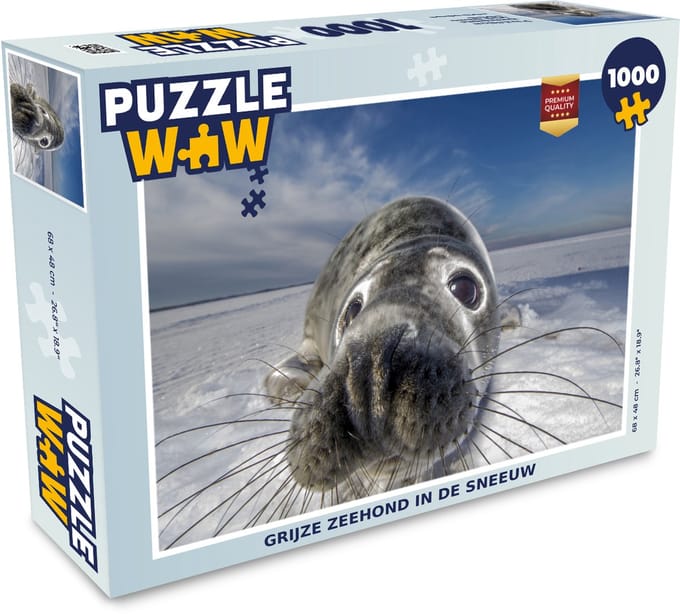 Puzzel Zeehond - Sneeuw - Close up - Legpuzzel - Puzzel 1000 stukjes volwassenen