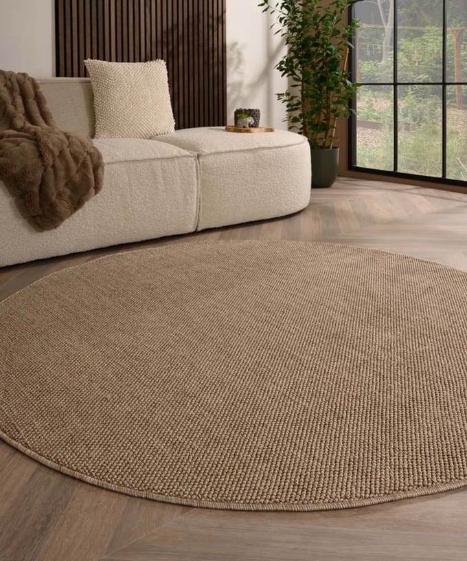 Rond vloerkleed laagpolig - Loom bruin 120