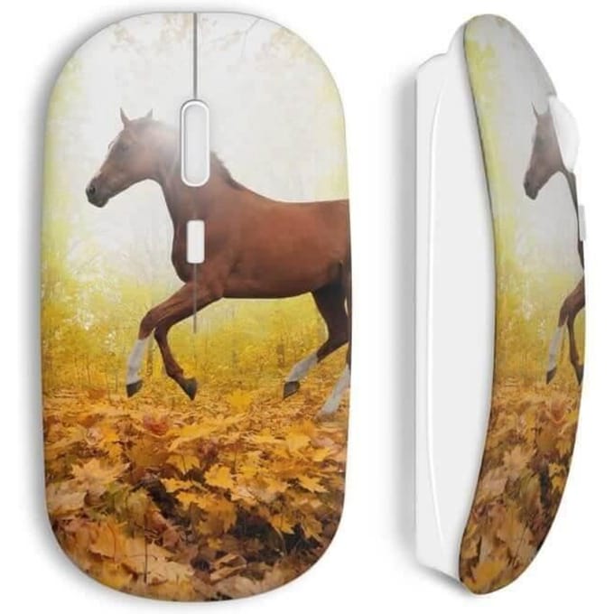 Souris Sans Fil Cheval automne feuilles