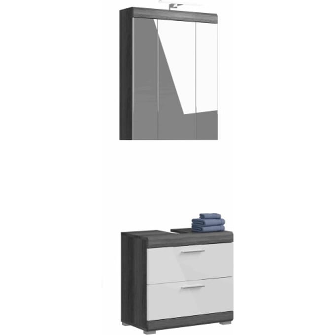 Scout badkamercombinatie wit hoogglans MDF TZ rookzilver NB - 37x60x191cm