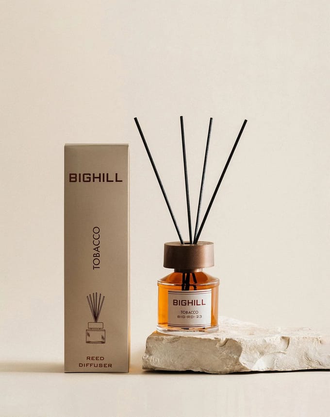 BIGHILL - REED DIFFUSER - LUXE GEURSTOKJES - HUISPARFUM - TOBACCO - 120 ML