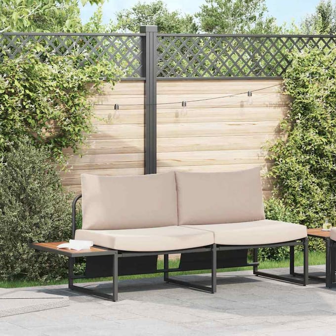 vidaXL - Tuin - Sofa - 2-Aantal - zitplaatsen - Taupe - Staal