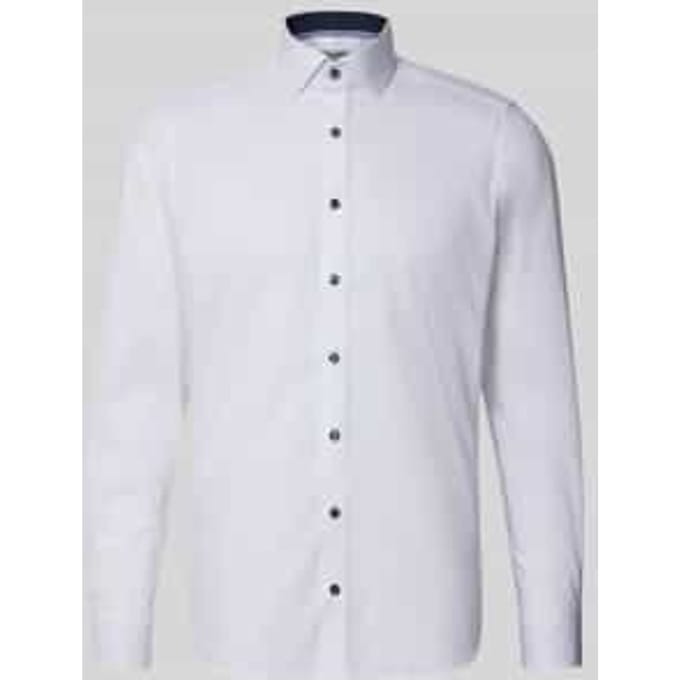 OLYMP Level 5 body fit overhemd - wit (blauw contrast) - Strijkvriendelijk - Boordmaat: 43