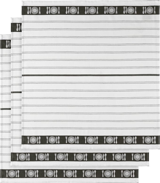 De Witte Lietaer Theedoek BML, Zwart - 3 stuks - 65 x 65 cm - Katoen
