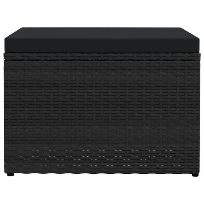 vidaXL - Tuinvoetenbank - met - kussen - poly - rattan - zwart
