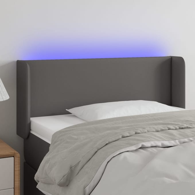 vidaXL - Hoofdbord - LED - 93x16x78/88 - cm - kunstleer - grijs