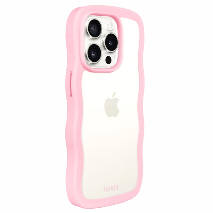 Holdit Wavy Case voor de Apple iPhone 15 Pro Max - Transparent / Pink
