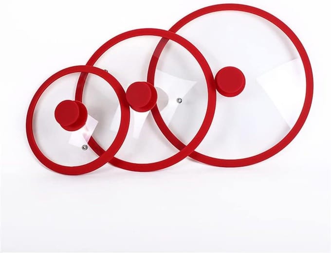 Pan Deksel - Glazen Deksel - Koken - Hittebestendig Handvat - 20 cm - Rood