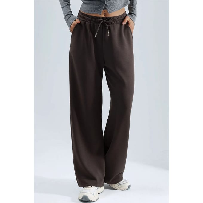 Midi taille wijde pijpen modal broek