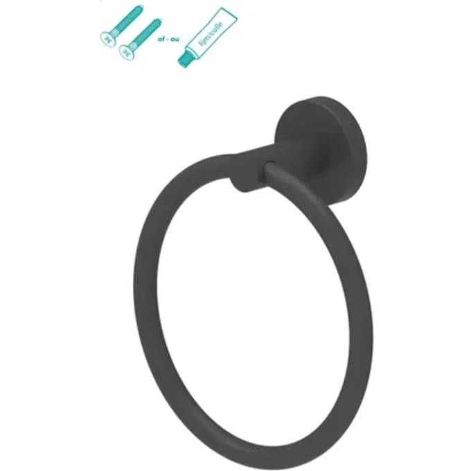 Aquavive Handdoekring Mat Zwart