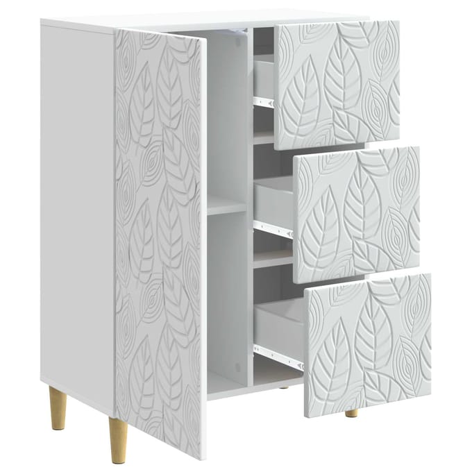 vidaXL - Dressoir - Wit - 66 - x - 34,5 - x - 90 - cm - Bewerkt - hout