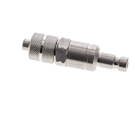 RVS 316L DN 2.7 (Micro) Luchtkoppeling Insteeknippel 4x6 mm Push-On Double Shut-Off