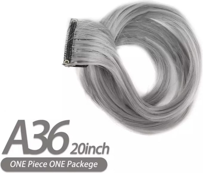 Clip in hair extension - Grijs - plukje haar grijs - haar extention grijs