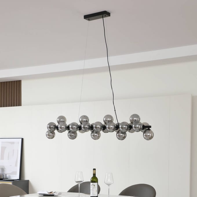 Lucande - hanglamp - 25lichts - Glas, metaal - H: 20 cm - G9 - zwart, rookgrijs