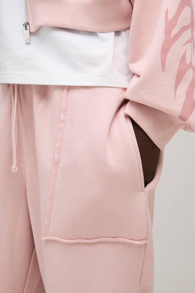 Baggy Fit Joggingbroek Met Tribal Print En Lussenrug | Pink | Size Medium