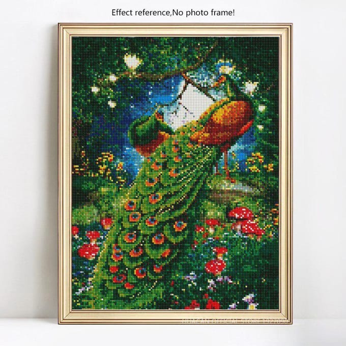 5D Diamant Schilderij Volle Boor Rond Pauw Diamant Borduurwerk Pauwen Diamant 20X30 black
