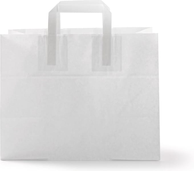 Papieren tas wit blanco - 32x18x27 cm - Doos 300 stuks