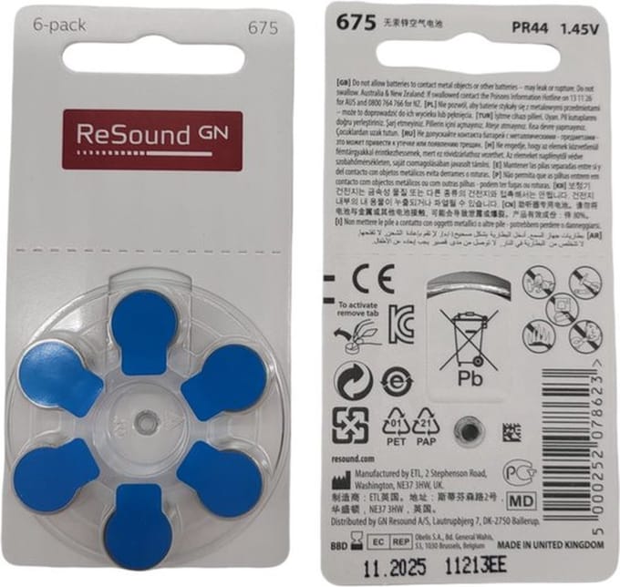 Resound P675 hoortoestelbatterijen