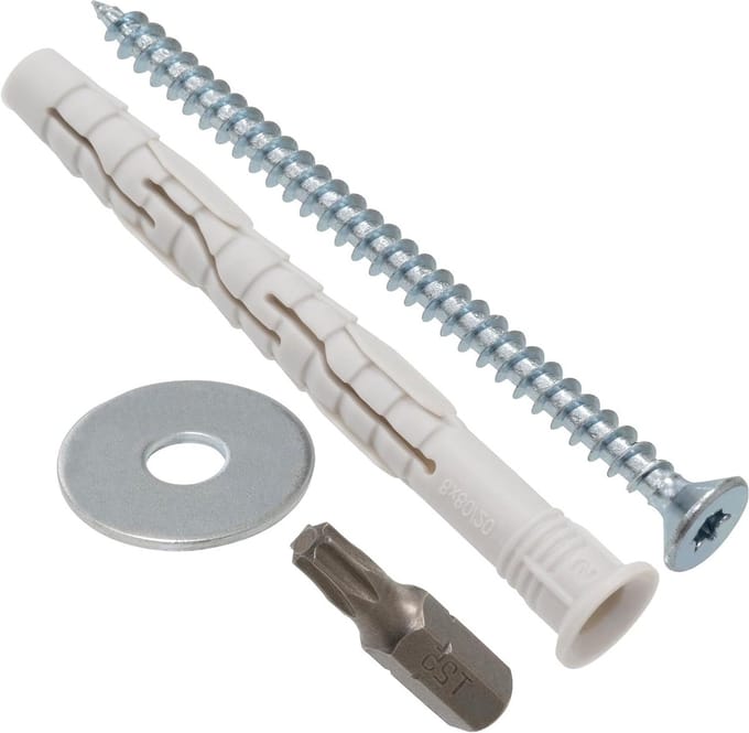 Bevestigingsset - Pluggen en schroeven - Muurbevestiging - Complete set - 8x80 mm - Grijs