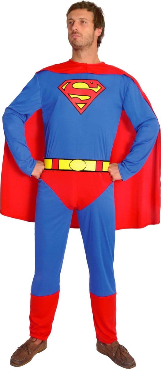 Dc Comics Verkleedpak Superman Heren Polyester Blauw/rood 3-delig Maat Xl