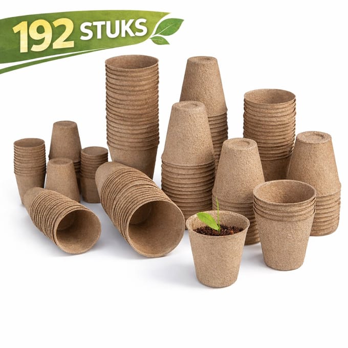 Tuilana® - Turfpotjes/stekpotjes/Moestuinpotjes - Rond 6 cm - Biologisch afbreekbaar- 192 stuks