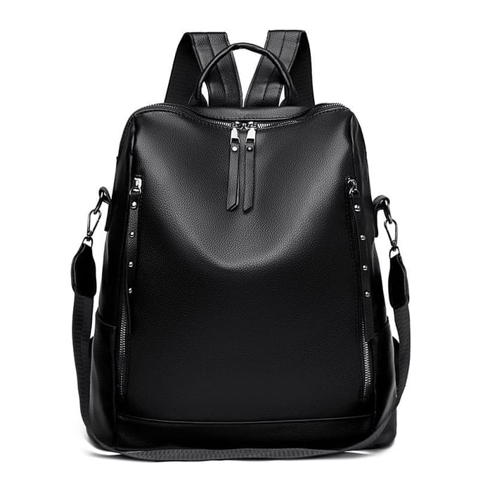 Zachte Leren Rugzak Grote Capaciteit Studenten Schooltas Computer Rugzak Mode Crossbody Rugzak gray