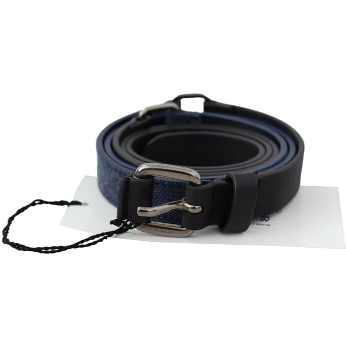 Omkeerbare Leren Riem Blauw Canvas