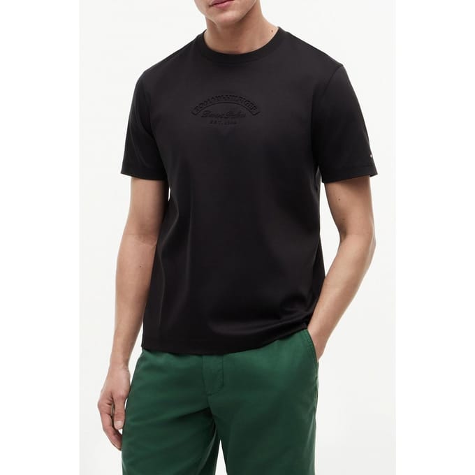 Tommy Hilfiger Interlock Embossed T-shirt Black Größe: S | Basic T-Shirts Outlet | Herren | Schwarz