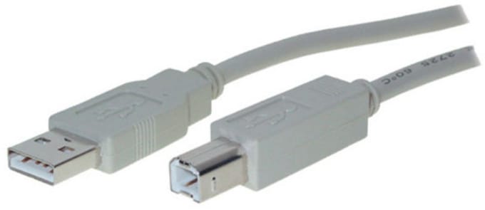 USB-A - USB-B kabel | USB2.0 | 2,5W | beige | 0,25 meter