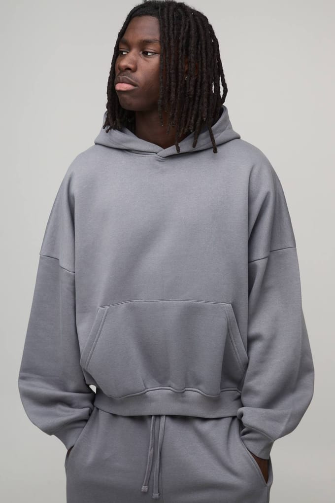 Basic Oversized Boxy Hoodie Met Verlaagde Schouders En Vleermousmouwen | Grey | Size Medium