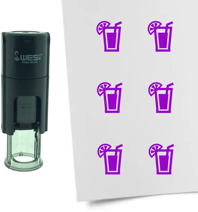 CombiCraft Stempel Cocktail 10mm rond - paarse inkt