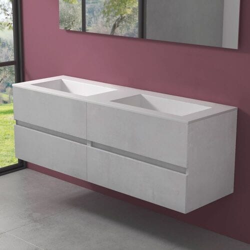 progettobagno Evo 54 Lago double washbasin with vanity unit 160 cm without tap hole MB54E160L2HISRD90
