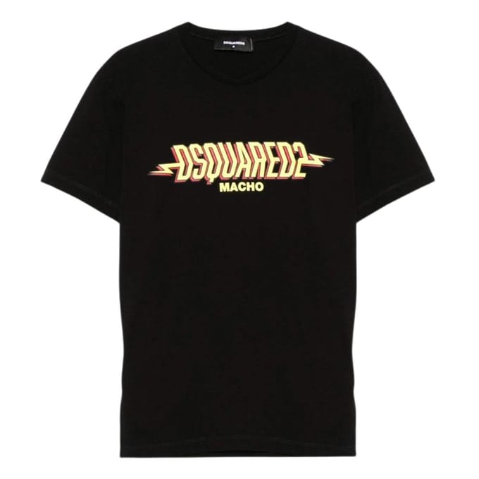 DSquared2 Heren Macho Logo Gewassen Cool Fit T-shirt (Zwart)