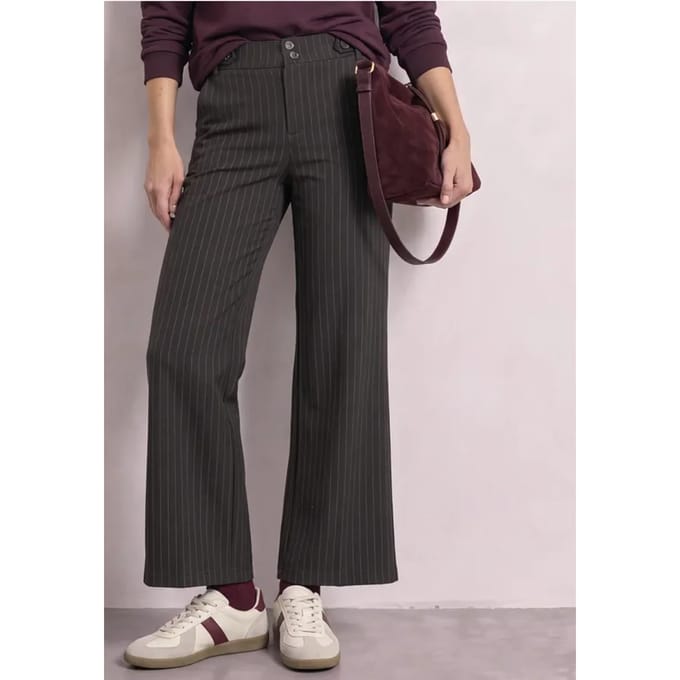 High Waist Broek met wijde pijpen en strepen