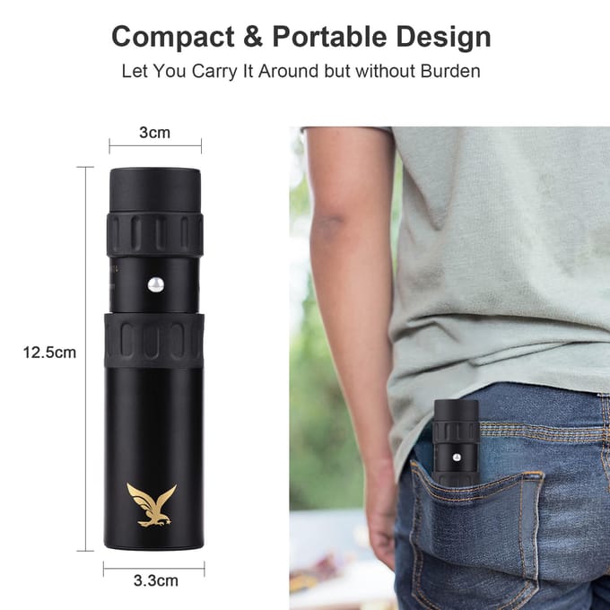 Mini télescope monoculaire 10X-300X BAK4, prismes résistant à l'eau avec support de téléphone, Mini trépied noir