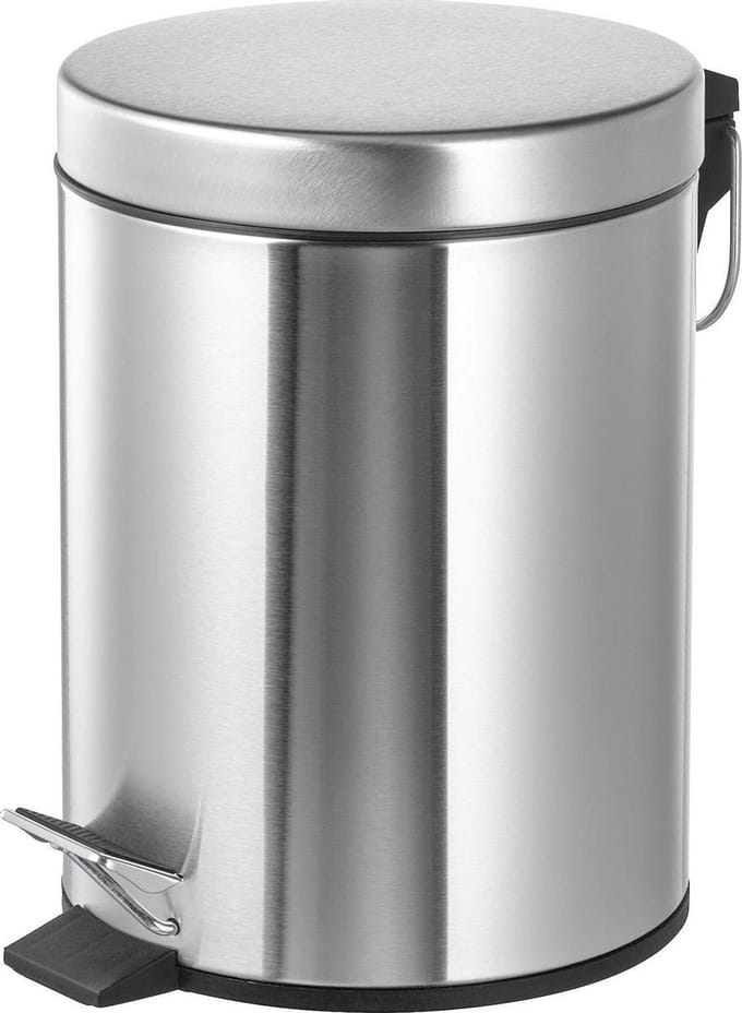 Pedaalemmer - prullenpak - Afvalbak - Pedaal - 3L - Rvs-Wit-Zwart