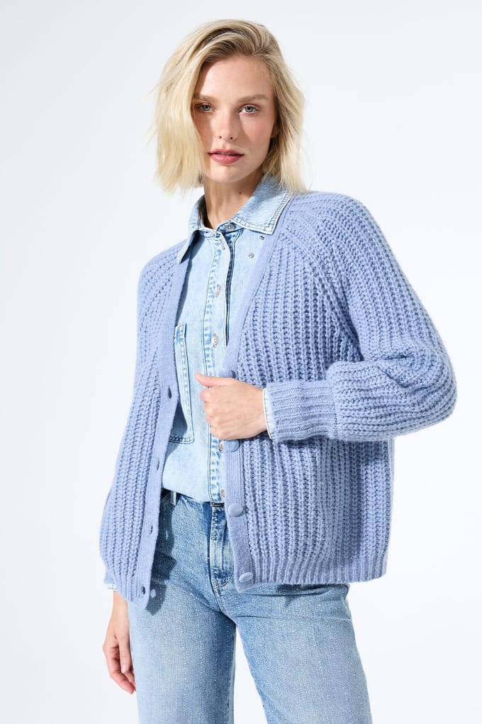 GARCIA Dames Effen Vest Blauw Lange mouw