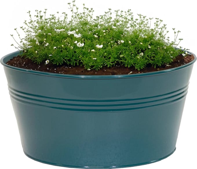Mega Collections plantenpot/bloempot Bob - zink - zeegroen - D25 X H12 cm