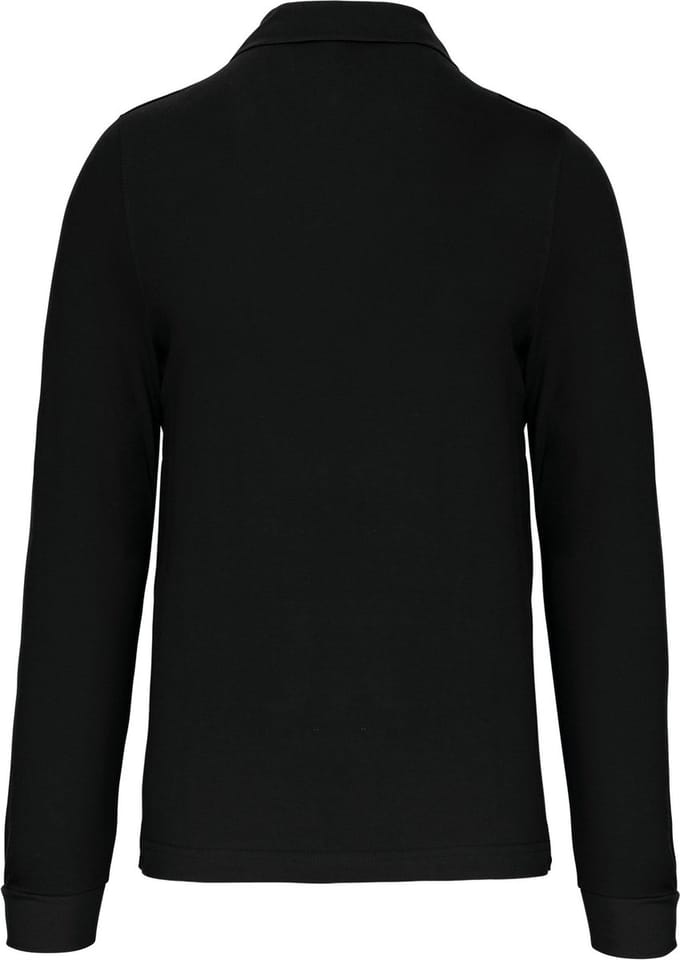 Herenpoloshirt met knopen en lange mouwen Zwart - M